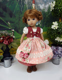 Romantic Bavarian Rose - dirndl ensemble with tights & boots for Little Darling Doll or 33cm BJD