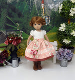 Romantic Bavarian Rose - dirndl ensemble with tights & boots for Little Darling Doll or 33cm BJD