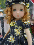 Roses in Fall - dress, hat, tights & shoes for Little Darling Doll or 33cm BJD