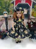 Roses in Fall - dress, hat, tights & shoes for Little Darling Doll or 33cm BJD