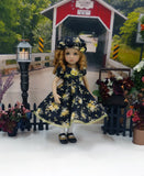 Roses in Fall - dress, hat, tights & shoes for Little Darling Doll or 33cm BJD