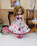 Roses in the Mist - dress, tights & shoes for Little Darling Doll or other 33cm BJD