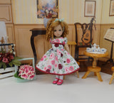 Roses in the Mist - dress, tights & shoes for Little Darling Doll or other 33cm BJD