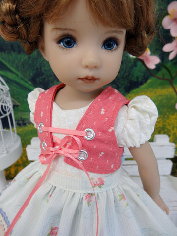 Rothenburg Rose - dirndl ensemble with tights & boots for Little Darling Doll or 33cm BJD