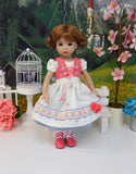 Rothenburg Rose - dirndl ensemble with tights & boots for Little Darling Doll or 33cm BJD