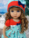Sailing Away - dress, hat, socks & saddle shoes for Little Darling Doll or other 33cm BJD