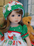 Santa is Coming to Town - dress, hat, tights & shoes for Little Darling Doll or 33cm BJD