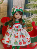 Santa is Coming to Town - dress, hat, tights & shoes for Little Darling Doll or 33cm BJD