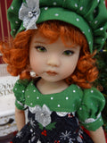 Santa Paws - dress, hat, socks & saddle shoes for Little Darling Doll or other 33cm BJD
