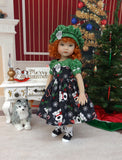 Santa Paws - dress, hat, socks & saddle shoes for Little Darling Doll or other 33cm BJD