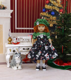 Santa Paws - dress, hat, socks & saddle shoes for Little Darling Doll or other 33cm BJD