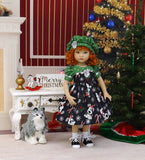 Santa Paws - dress, hat, socks & saddle shoes for Little Darling Doll or other 33cm BJD