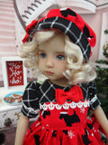 Santa Scottie - dress, hat, socks & saddle shoes for Little Darling Doll or other 33cm BJD
