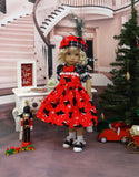 Santa Scottie - dress, hat, socks & saddle shoes for Little Darling Doll or other 33cm BJD