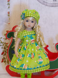 Santa's Elves - dress, hat, tights & shoes for Little Darling Doll or 33cm BJD