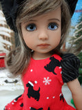 Scotties & Snow - dress, beret, tights & shoes for Little Darling Doll or other 33cm BJD