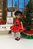 Scotties & Snow - dress, beret, tights & shoes for Little Darling Doll or other 33cm BJD