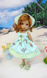 Sea Critters - babydoll top, bloomers, kerchief & sandals for Little Darling Doll or other 33cm BJD