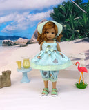 Sea Critters - babydoll top, bloomers, kerchief & sandals for Little Darling Doll or other 33cm BJD