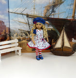 Sea Worthy - dress, beret, tights & shoes for Little Darling Doll or 33cm BJD