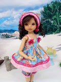 Seashore - babydoll top, bloomers, kerchief & sandals for Little Darling Doll