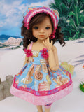 Seashore - babydoll top, bloomers, kerchief & sandals for Little Darling Doll