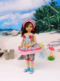 Seashore - babydoll top, bloomers, kerchief & sandals for Little Darling Doll