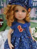 Seasonal Blues - dress, sweater, hat, tights & shoes for Little Darling Doll or 33cm BJD