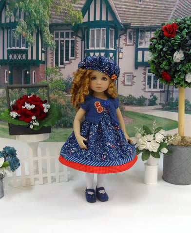 Seasonal Blues - dress, sweater, hat, tights & shoes for Little Darling Doll or 33cm BJD