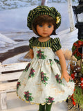 Season's Greetings - dress, hat, tights & shoes for Little Darling Doll or 33cm BJD