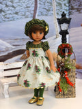 Season's Greetings - dress, hat, tights & shoes for Little Darling Doll or 33cm BJD