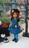 Skeleton Crew - dress, hat, tights & shoes for Little Darling Doll or other 33cm doll