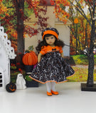 Skeleton Dance - dress, hat, tights & shoes for Little Darling Doll or 33cm BJD