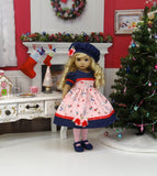 Snow Bunnies - dress, hat, tights & shoes for Little Darling Doll or 33cm BJD