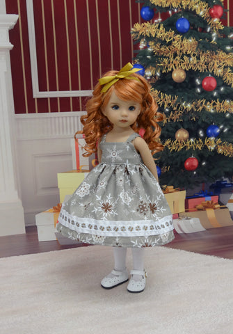 Snowflake Splendor - dress, tights & shoes for Little Darling Doll or 33cm BJD