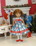 Snowman Wonderland - dress, tights & shoes for Little Darling Doll or 33cm BJD
