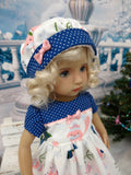 Snowy Fox - dress, hat, socks & saddle shoes for Little Darling Doll or other 33cm BJD