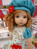 Spearmint Holly - dress, beret, tights & shoes for Little Darling Doll or other 33cm BJD