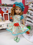 Spearmint Holly - dress, beret, tights & shoes for Little Darling Doll or other 33cm BJD