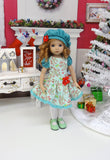 Spearmint Holly - dress, beret, tights & shoes for Little Darling Doll or other 33cm BJD