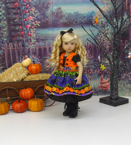 Spooky Night - Halloween ensemble with tights & boots for Little Darling Doll or 33cm BJD
