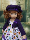 Spooky Treats - dress, jacket, beret, tights & shoes for Little Darling Doll or 33cm BJD