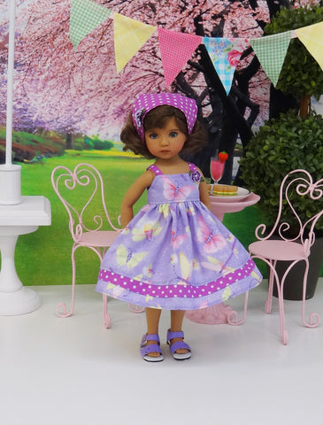 Spring Butterfly - dress, kerchief & sandals for Little Darling Doll or 33cm BJD