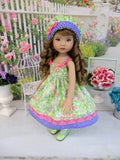 Spring Clematis - dress, hat, tights & shoes for Little Darling Doll or 33cm BJD