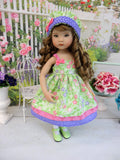 Spring Clematis - dress, hat, tights & shoes for Little Darling Doll or 33cm BJD