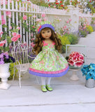 Spring Clematis - dress, hat, tights & shoes for Little Darling Doll or 33cm BJD