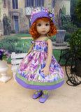 Spring Crocus - dress, hat, tights & shoes for Little Darling Doll or 33cm BJD