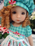 Spring Gingham - dress, hat, tights & shoes for Little Darling Doll or 33cm BJD