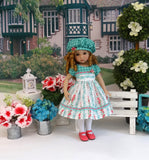 Spring Gingham - dress, hat, tights & shoes for Little Darling Doll or 33cm BJD