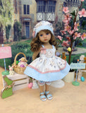 Spring Lamb - babydoll top, bloomers, hat & sandals for Little Darling Doll or 33cm BJD